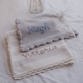 Hand Embroidered Baby Name Blanket, 3 of 7