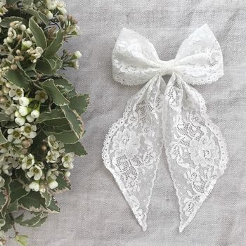 Flower Girl Lace Hair Bow/ Collette, 2 of 7