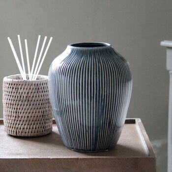 Slate Blue Stripe Vase, 2 of 5