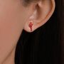 Sterling Silver Asymmetric Red Coral Branch Stud Earrings, thumbnail 3 of 12