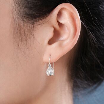 Sterling Silver Delicate Snowdrop Flower Drop Earrings, 2 of 11