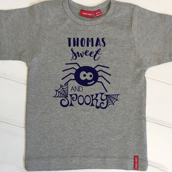 Personalised Boys Sweet And Spooky Halloween T Shirt, 2 of 8