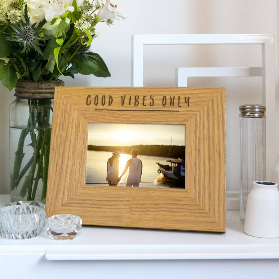 good vibes only quote photo frame by dust and things