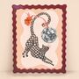 Checkerboard Cat And Disco Ball Art Print, thumbnail 1 of 4