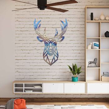 Geometric Stag Head Metal Wall Art For Any Room, 7 of 10