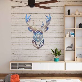 Geometric Stag Head Metal Wall Art For Any Room, 8 of 11