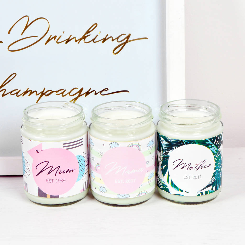 personalised mother's day print candles by flamingo candles