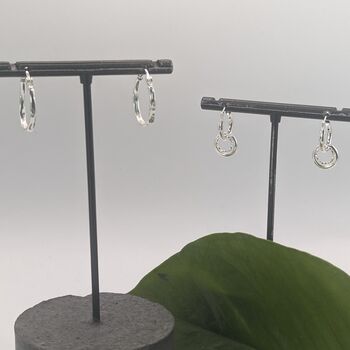 Duo Sterling Silver Huggie Hoop Earrings, 3 of 4