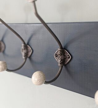 Blue Coat Rack With Ceramic Ball Top Hooks, 4 of 8