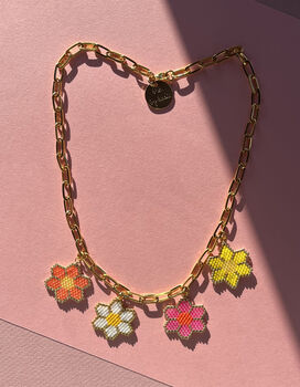 Hand Beaded Daisy Chain Flower Necklace, 2 of 10