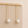 Gold Plated Sterling Silver Freshwater Pearl Threader Drop Earrings, thumbnail 4 of 6