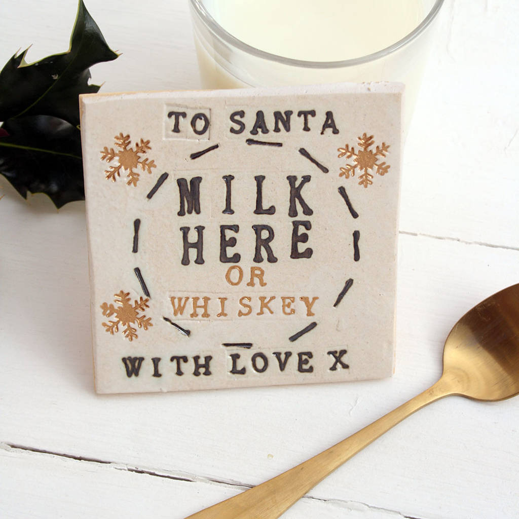 Santa's Milk Ceramic Coaster, 1 of 2