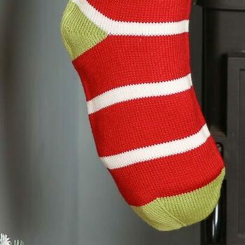 Personalised Noel Candy Cane Stripe Knit Stocking, 7 of 9