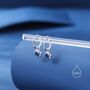 Sterling Silver Sapphire Blue Cz Huggie Hoop Earrings With Sleeper Hoops, thumbnail 2 of 12