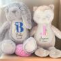 Personalised Bunny Rabbit Baby Boy Teddy, thumbnail 1 of 5