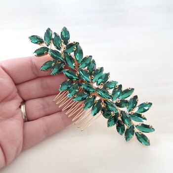 Enya Emerald And Gold Hair Comb, 2 of 5