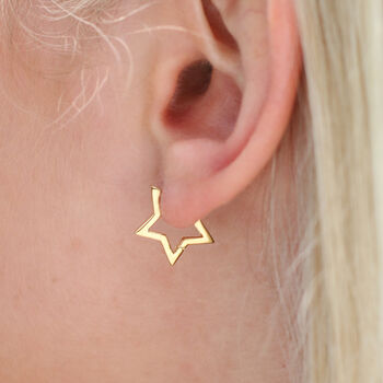 Sterling Silver Or Gold Plated Star Hoop Earrings, 2 of 6