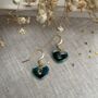 Medium Green Blue Dainty Ceramic Heart Earrings, thumbnail 2 of 10