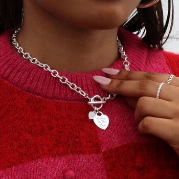 Personalised Silver Heart Necklace And Bracelet Set, 4 of 8