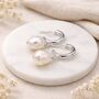 Sterling Silver Freshwater Pearl Half Hoop Stud Earrings – 12mm, thumbnail 1 of 6
