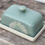 Green Flower Patterned Butter Dish, thumbnail 1 of 4