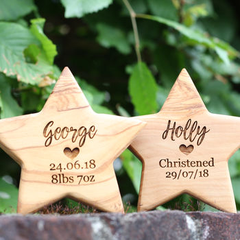 Personalised Olive Wood Birth Star, 3 of 8
