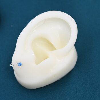 Aquamarine Blue Cz Crystal Huggie Hoop Earrings, 5 of 10