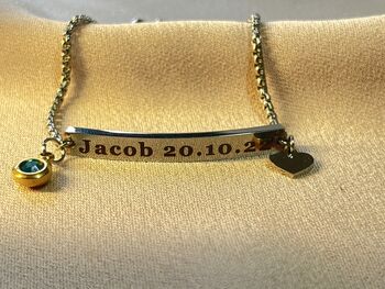 Personalised Baby Bracelet Birthstone Silver And Gold, 6 of 8