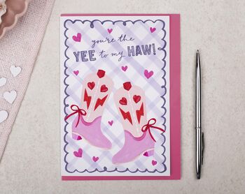 Cute Valentine Card With Cowgirl Boots Pun For Girlfriend Or Wife, 3 of 4