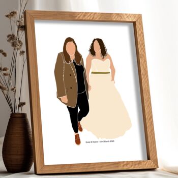 Personalised Wedding Portrait Print Wedding Gift, 9 of 12