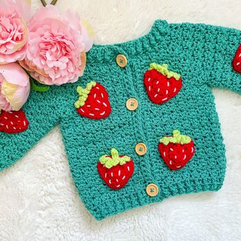 Personalised Baby/ Childrens Strawberry Cardigan, 2 of 10