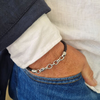 Men’s Italian Banded Leather Bracelet, 8 of 8