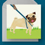 Pug Dog Greetings Card, thumbnail 1 of 5