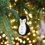 Felt Penguin In Earmuffs Christmas Decoration, thumbnail 3 of 3