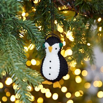 Felt Penguin In Earmuffs Christmas Decoration, 3 of 3