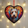 Lakeland Terrier Stained Glass Effect Heart Suncatcher, thumbnail 2 of 5