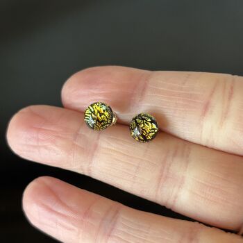 Orange Abstract Fused Glass Sterling Silver Stud Earrings, 9 of 9