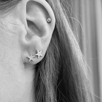 Two Pairs Of Star And Moon Earrings In Sterling Silver, 5 of 8