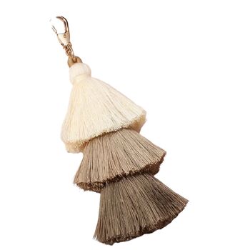 Layered Fringe Tassel Keyring, Four Shades, 9 of 9