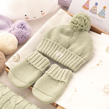 Personalised Big Bobble Knitted Baby Hat, 2 of 12