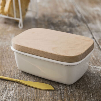 Farmhouse 'A Moment On The Lips' Enamel Butter Dish, 4 of 4