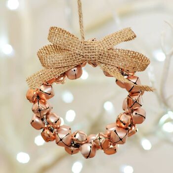 Hanging Copper Bell Wreath Christmas Tree Bauble, 2 of 2