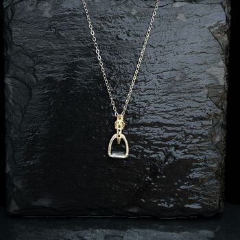 Personalised Sterling Silver And Gold Stirrup Necklace, 6 of 9
