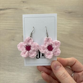 Handmade Crochet Cherry Blossom Earrings, 2 of 8