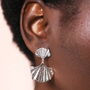 Stainless Steel Ginkgo Drop Earrings In Silver Plating, thumbnail 1 of 4