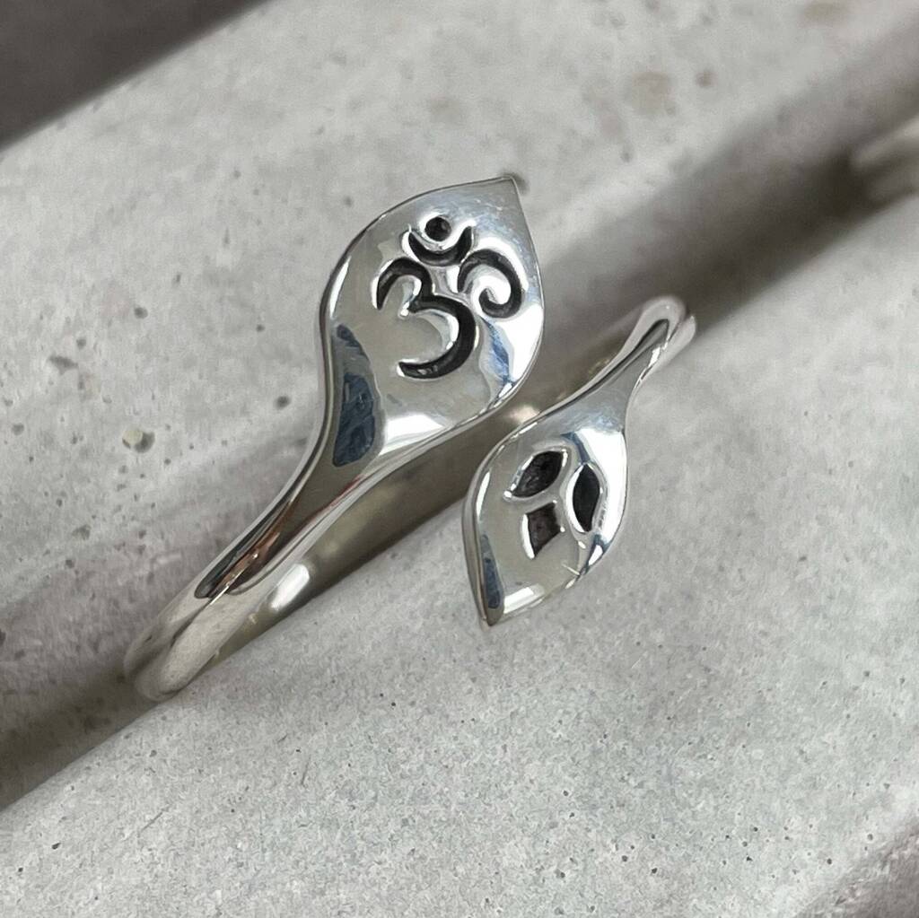 Sterling Silver Ohm Lotus Ring, 1 of 8