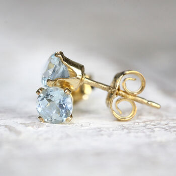 Blue Aquamarine Stud Earrings In Silver Or Gold, 8 of 12