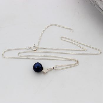 Blue Peacock Pearl Pendant With 6mm Stud Set, 5 of 8