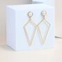 Gold Plated Drop Triangle Earrings, thumbnail 1 of 6