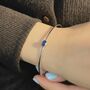 Minimalist Sapphire September Birthstone Silver Bangle, thumbnail 4 of 5